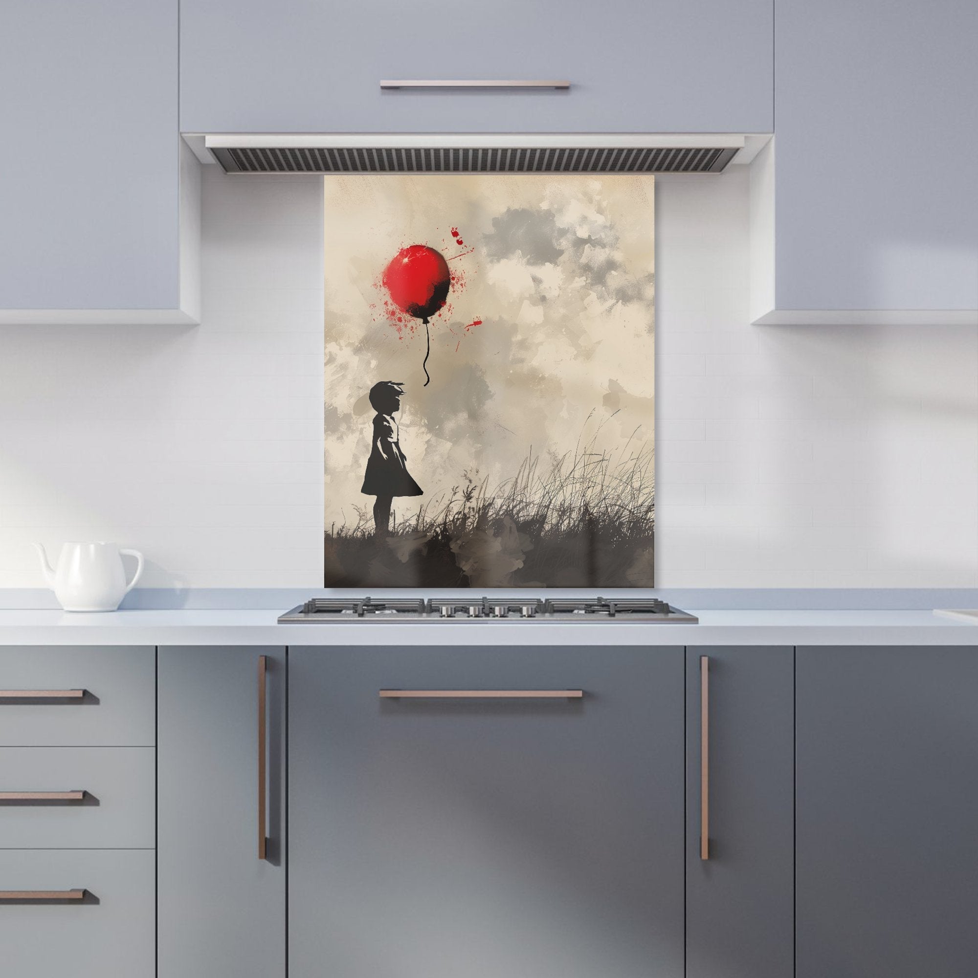 Dreamy Banksy-Inspired Girl with Red Balloon Kitchen Splashback
