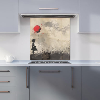 Dreamy Banksy-Inspired Girl with Red Balloon Kitchen Splashback