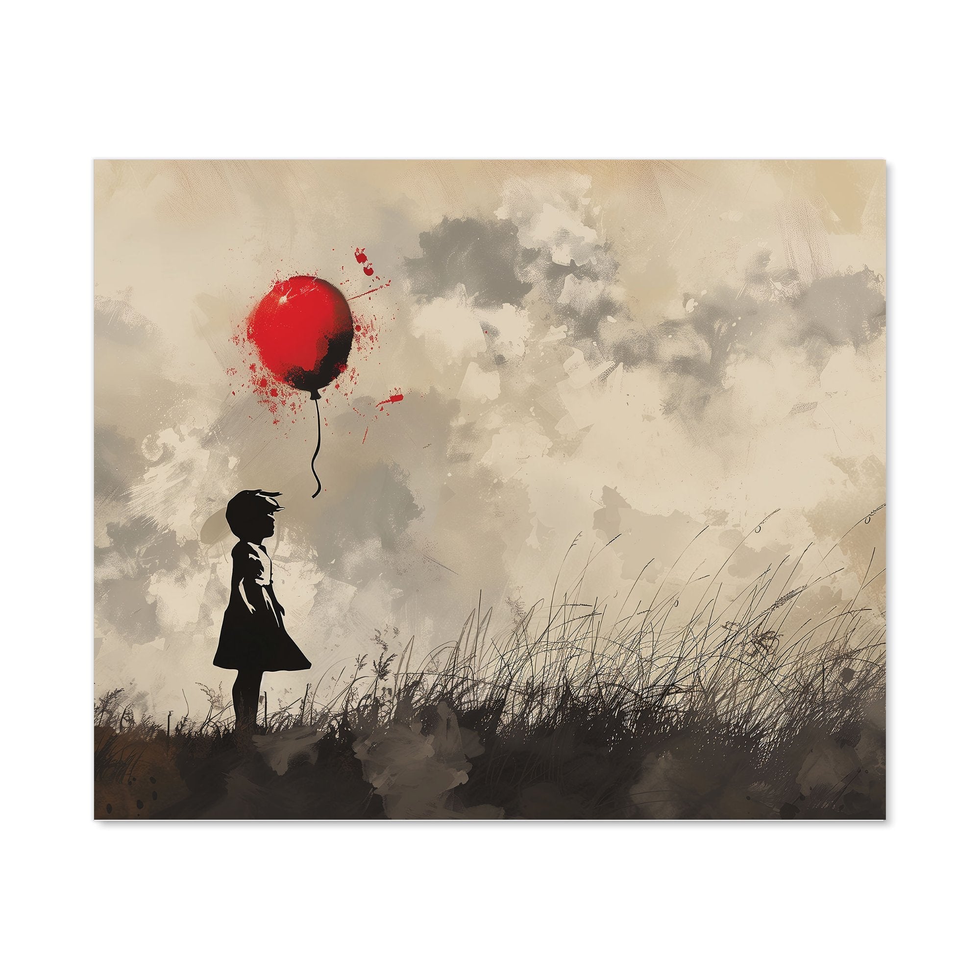 Dreamy Banksy-Inspired Girl with Red Balloon Kitchen Splashback