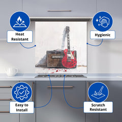 Red Guitar: Echoes of Rock Kitchen Splashback