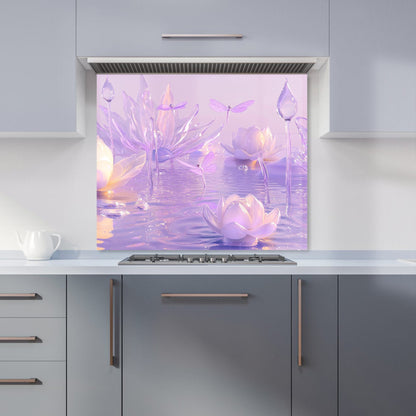 Mystical Waterlilies in Purple Twilight Kitchen Splashback