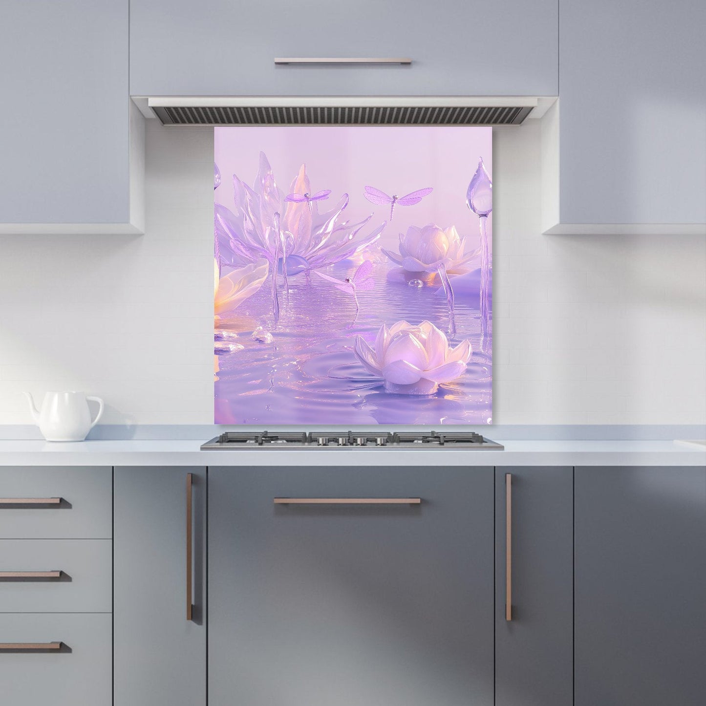 Mystical Waterlilies in Purple Twilight Kitchen Splashback