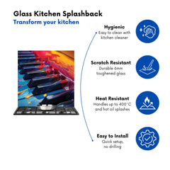 Colorful Melody: A Piano's Dream Kitchen Splashback