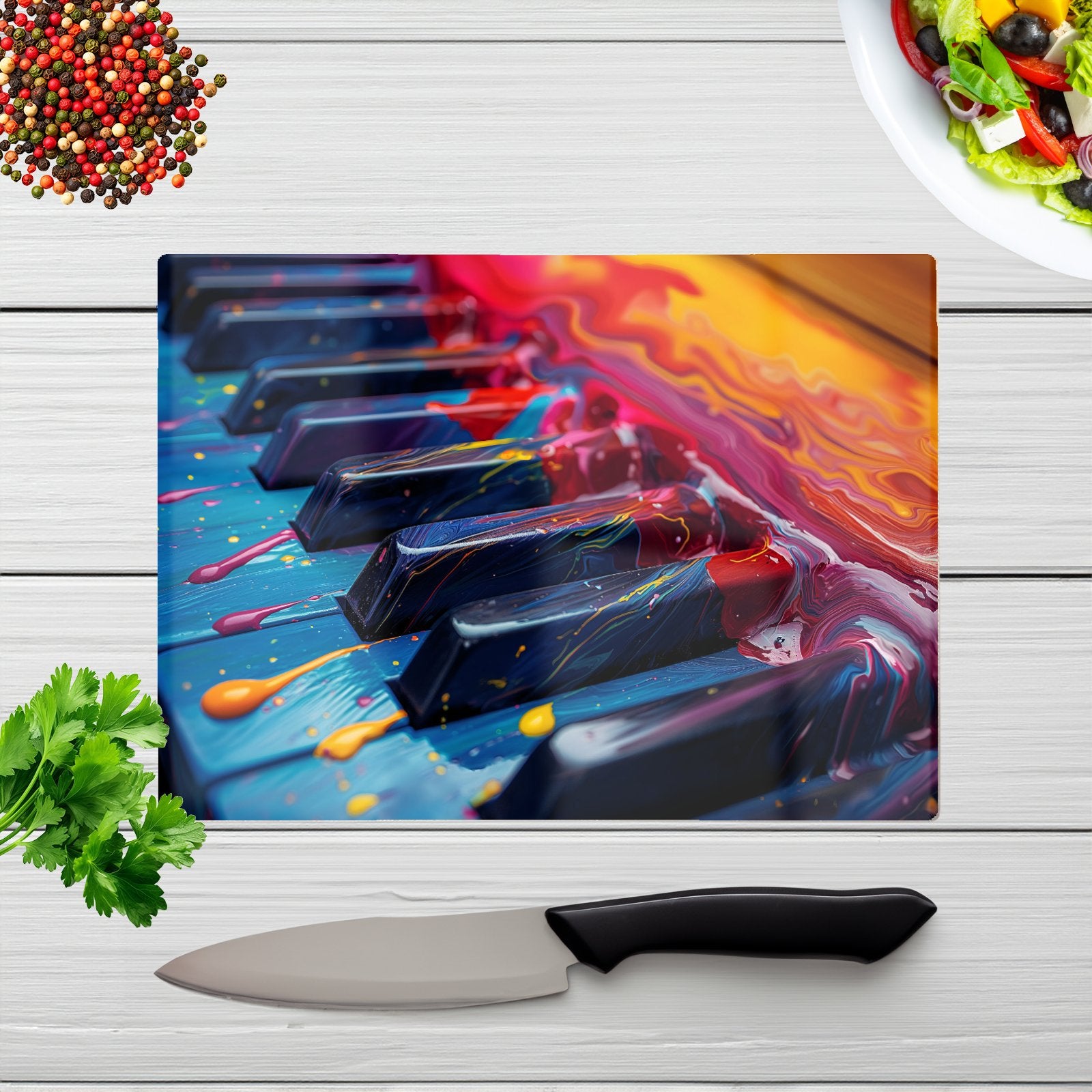 Colorful Melody: A Piano'S Dream Chopping Board