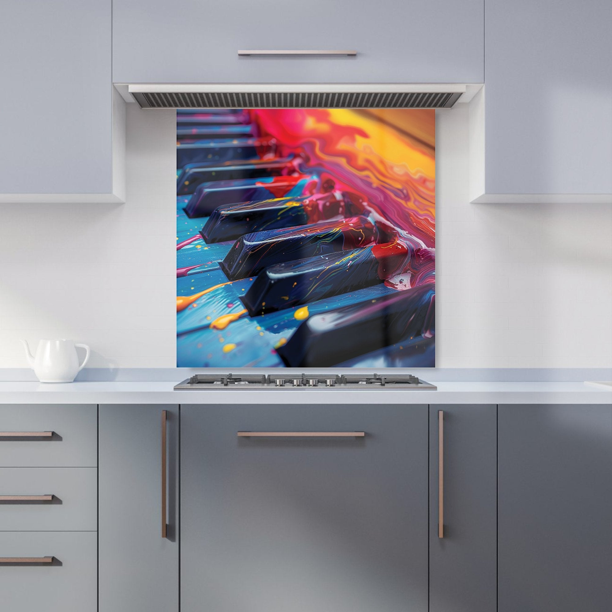 Colorful Melody: A Piano's Dream Kitchen Splashback