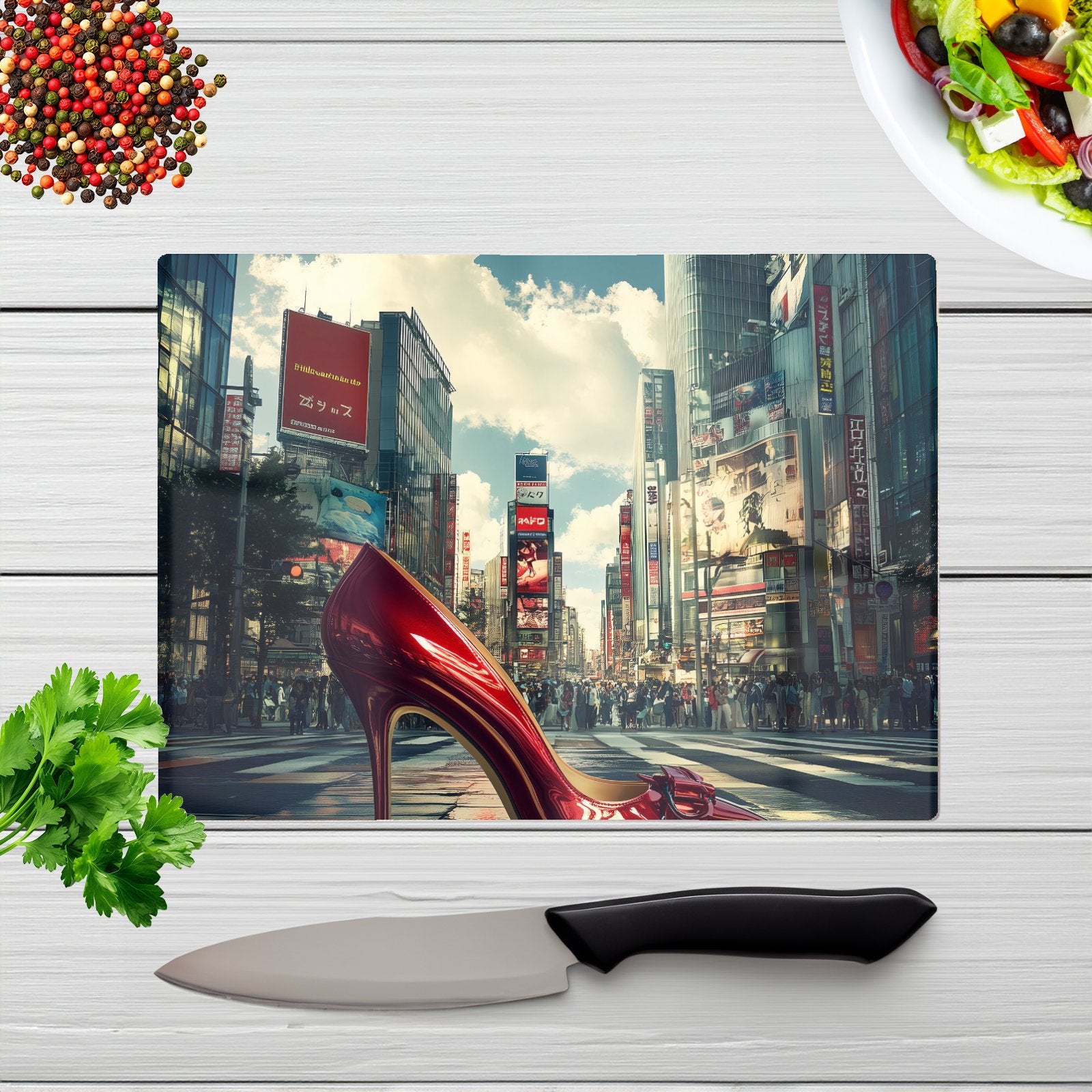 Red Stiletto In Urban Crosswalk Chopping Board