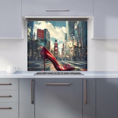 Red Stiletto in Urban Crosswalk Kitchen Splashback