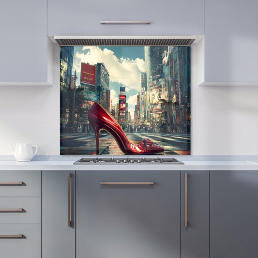 Red Stiletto in Urban Crosswalk Kitchen Splashback