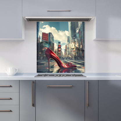 Red Stiletto in Urban Crosswalk Kitchen Splashback