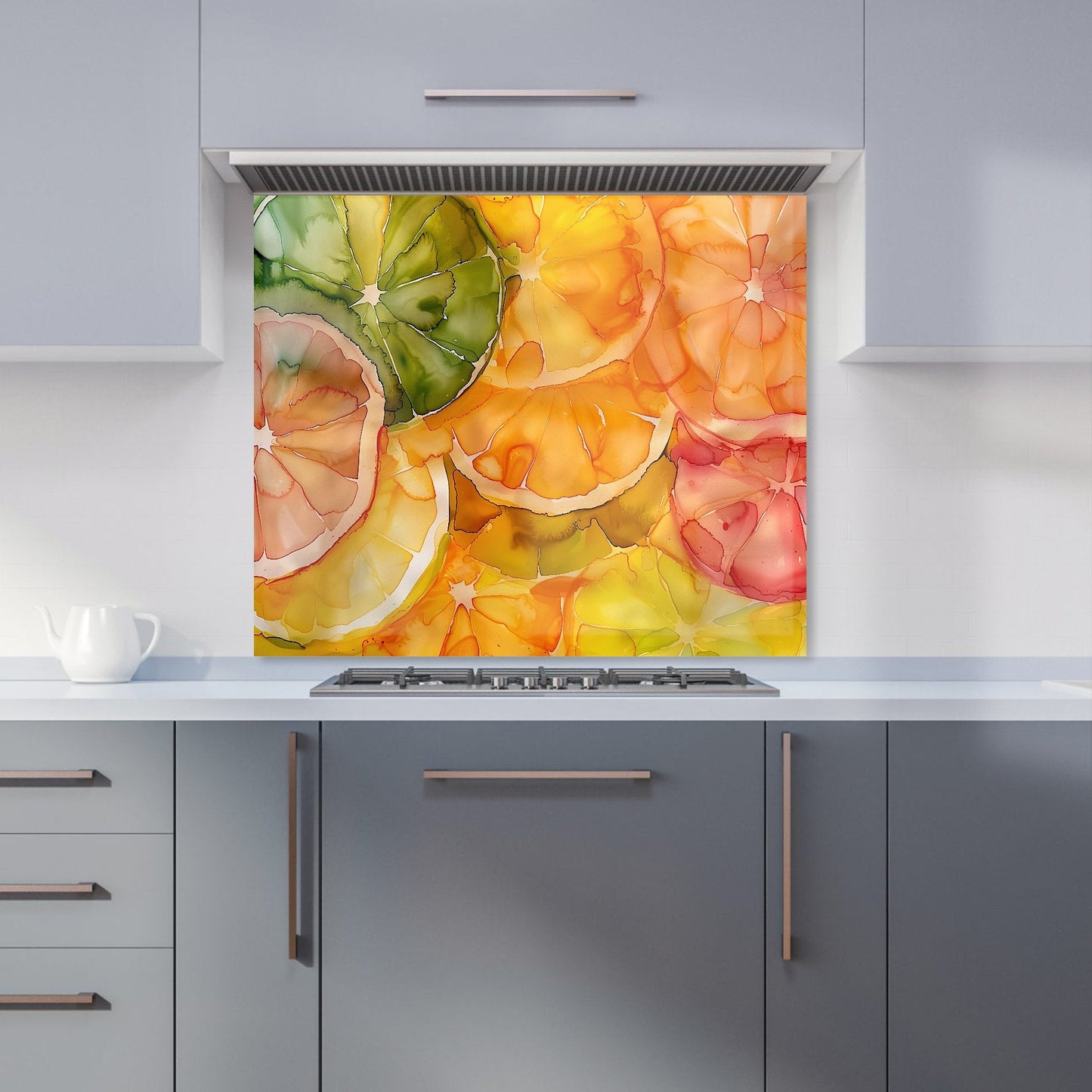 Citrus Swirl: Vibrant and Abstract Kitchen Splashback