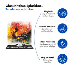 Young Virtuoso in Watercolor Symphony Kitchen Splashback