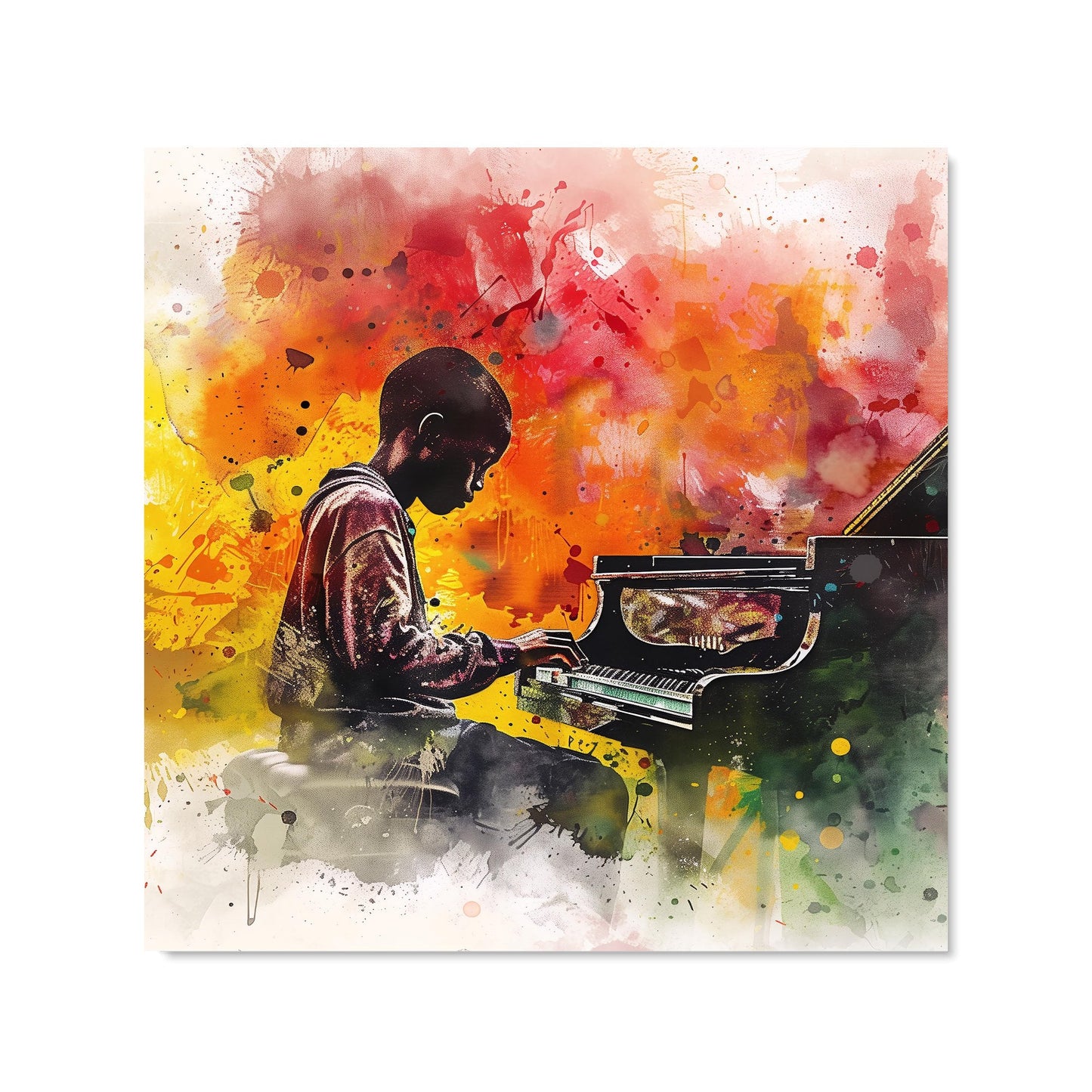 Young Virtuoso in Watercolor Symphony Kitchen Splashback