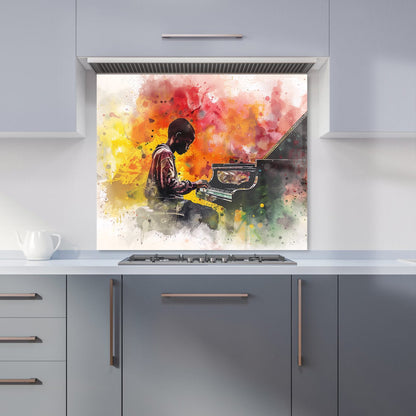 Young Virtuoso in Watercolor Symphony Kitchen Splashback