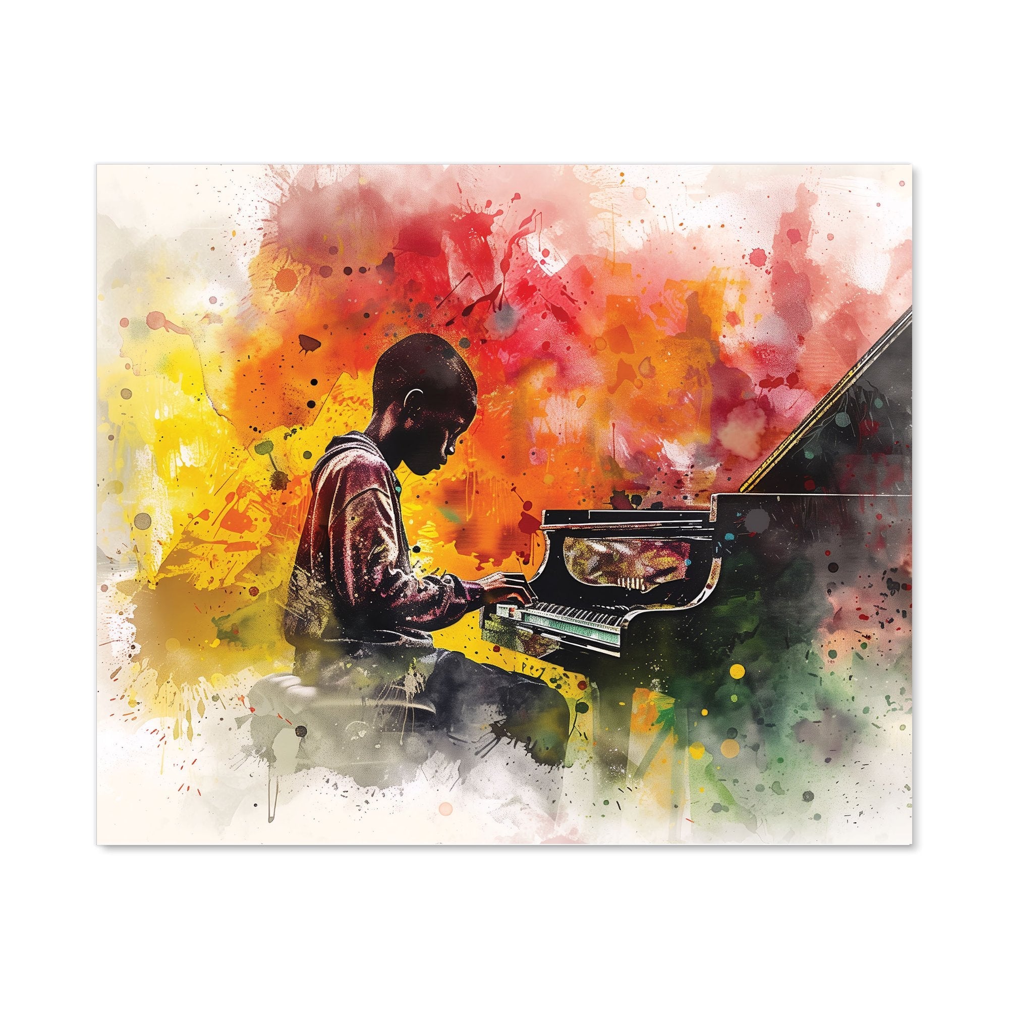 Young Virtuoso in Watercolor Symphony Kitchen Splashback