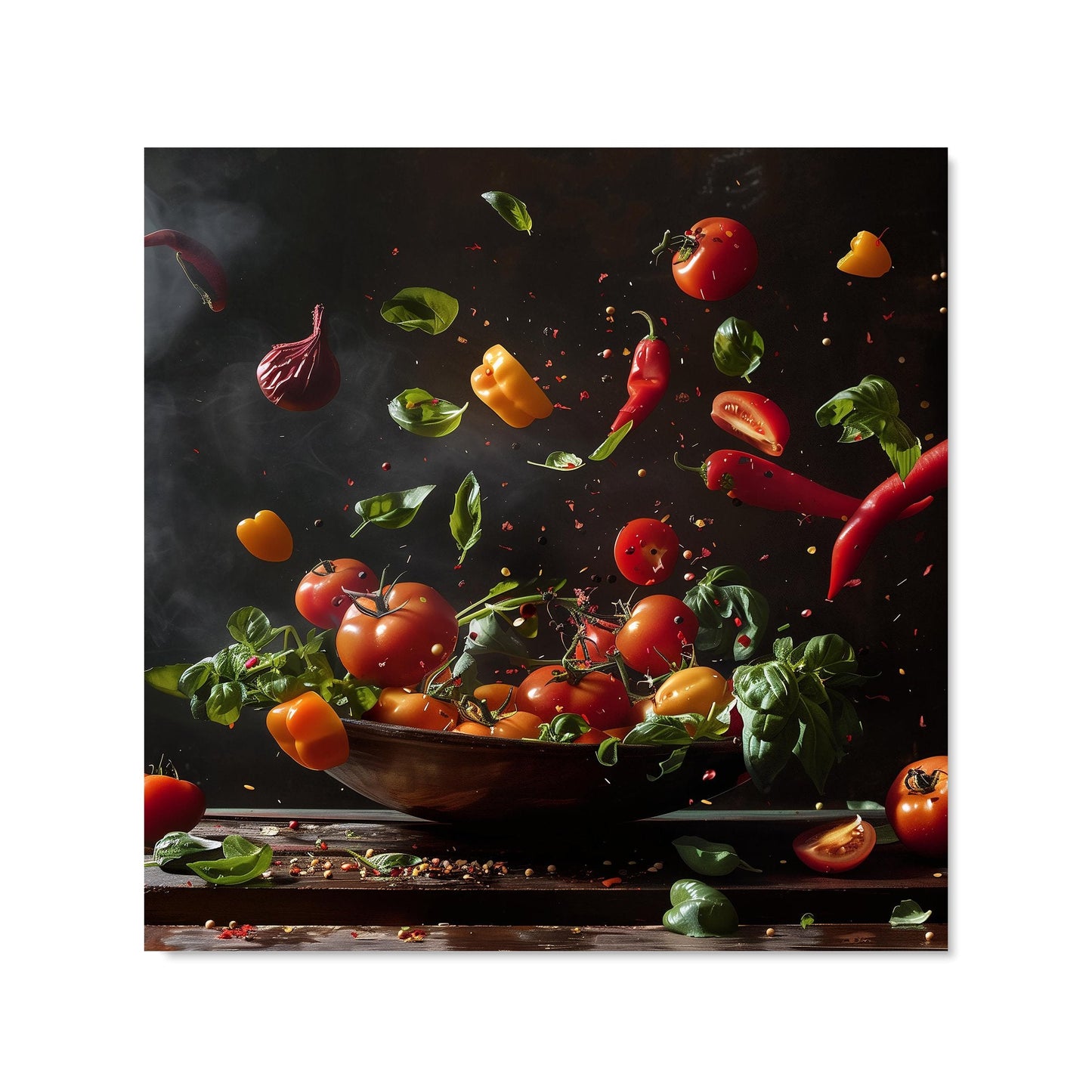 Dynamic Levitation: Vegetable Ballet Kitchen Splashback