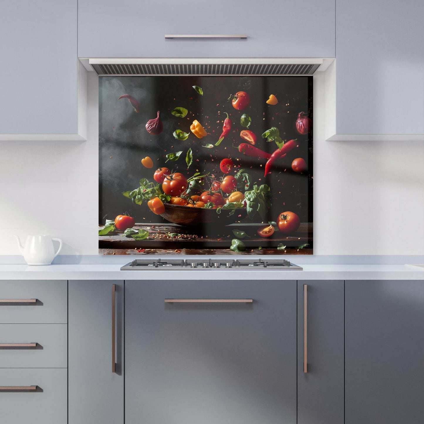 Dynamic Levitation: Vegetable Ballet Kitchen Splashback