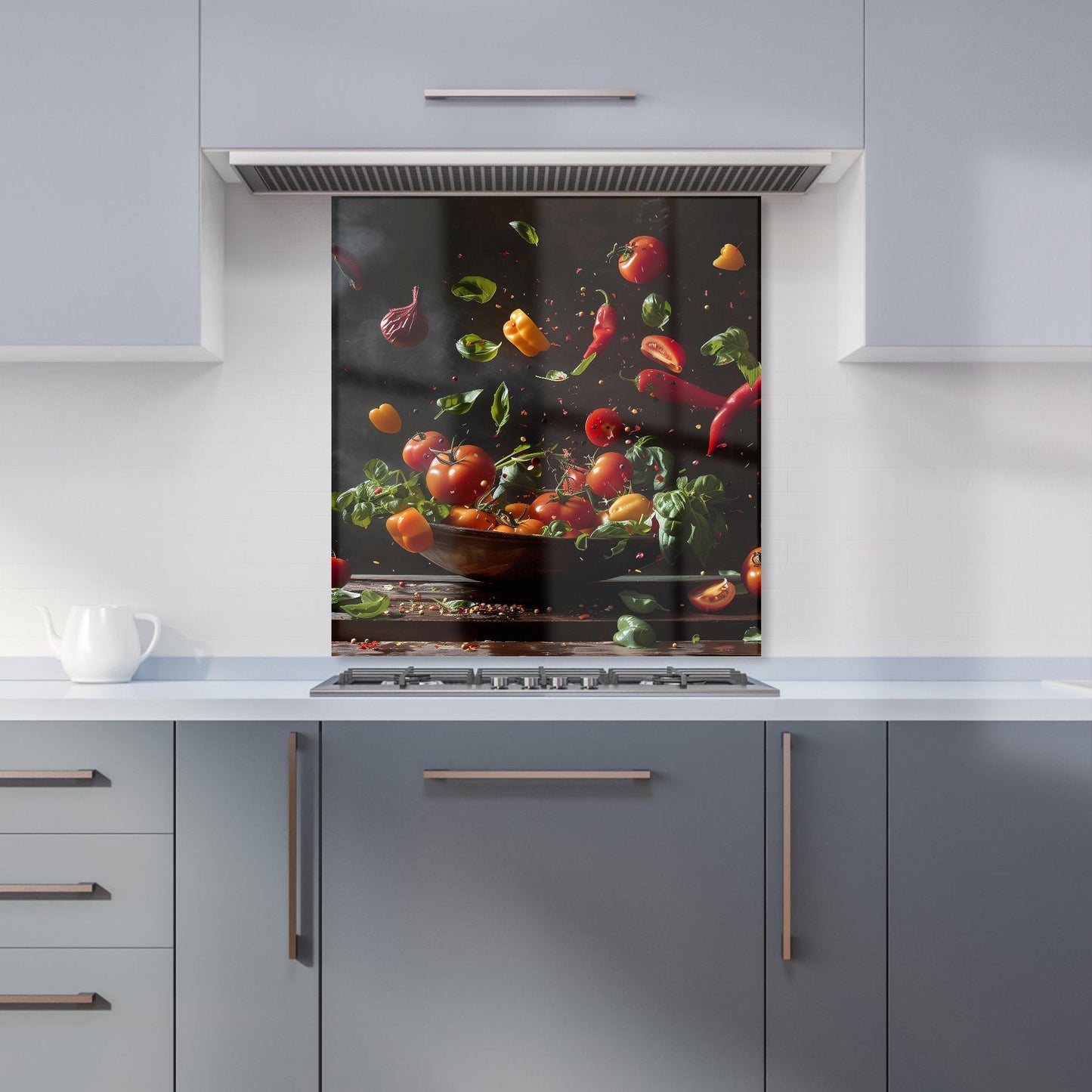 Dynamic Levitation: Vegetable Ballet Kitchen Splashback