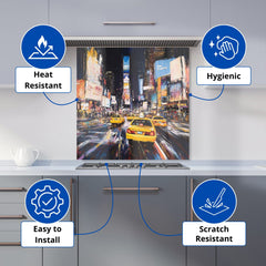 Times Square in Vivid Stroke Kitchen Splashback
