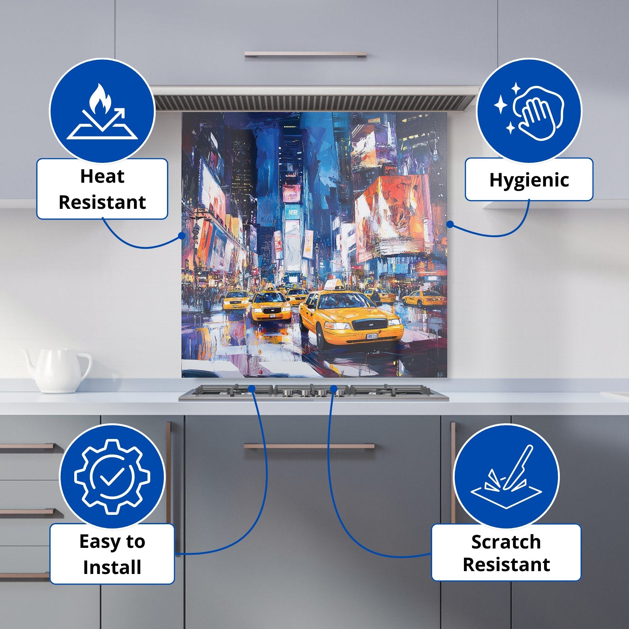Neon Nights: Times Square Buzz Kitchen Splashback