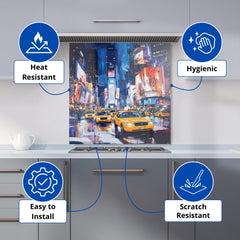 Neon Nights: Times Square Buzz Kitchen Splashback