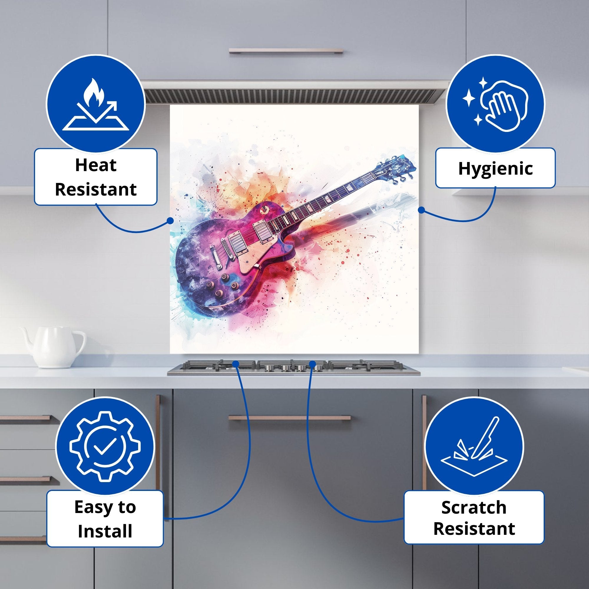Cosmic Melody: Abstract Guitar Visions Kitchen Splashback