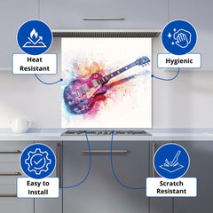Cosmic Melody: Abstract Guitar Visions Kitchen Splashback