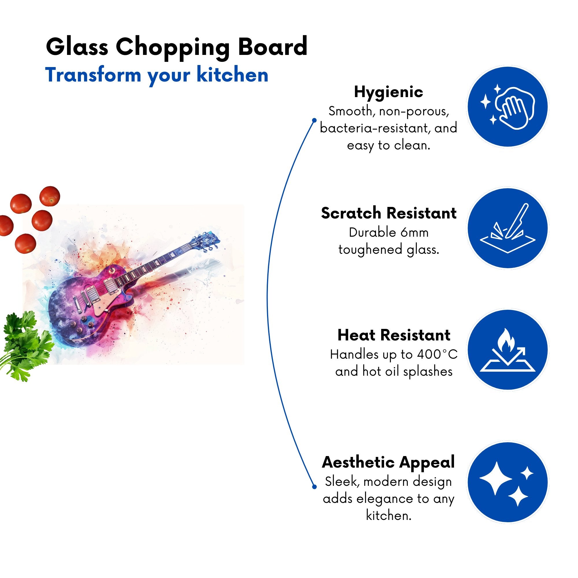 Cosmic Melody: Abstract Guitar Visions Chopping Board