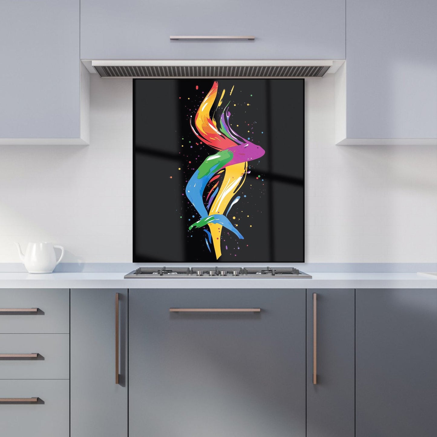 Vibrant Flow: Abstract Pride Fish Kitchen Splashback