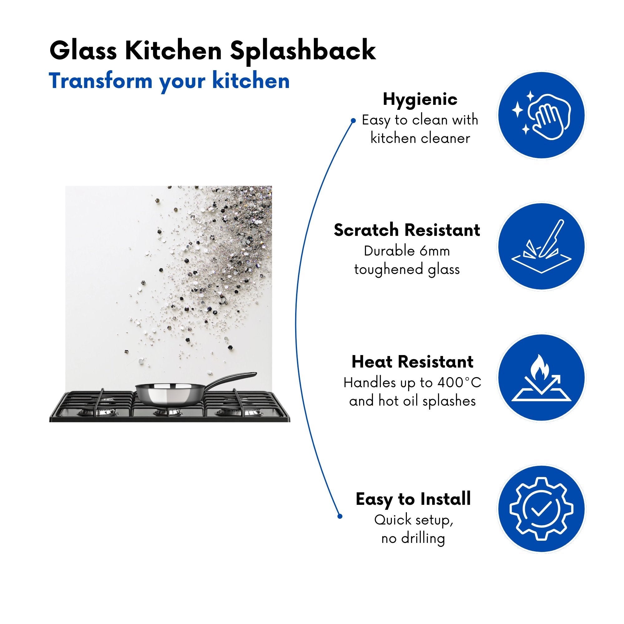 Glittering Tranquility: Pure White Kitchen Splashback