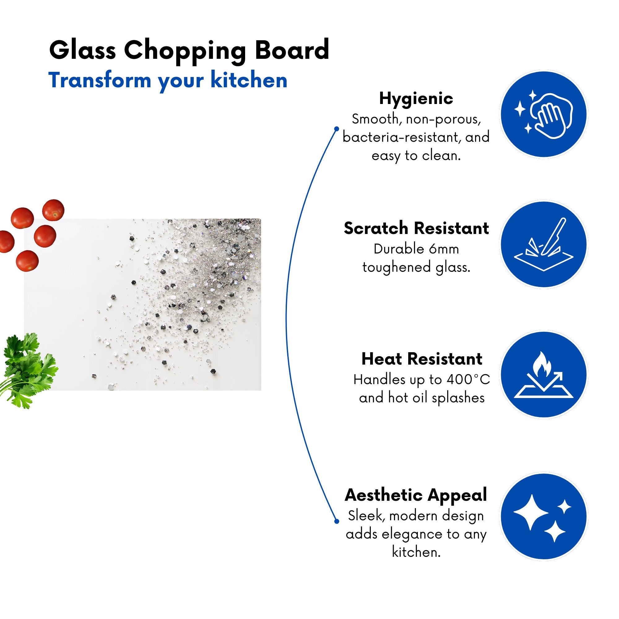Glittering Tranquility: Pure White Chopping Board