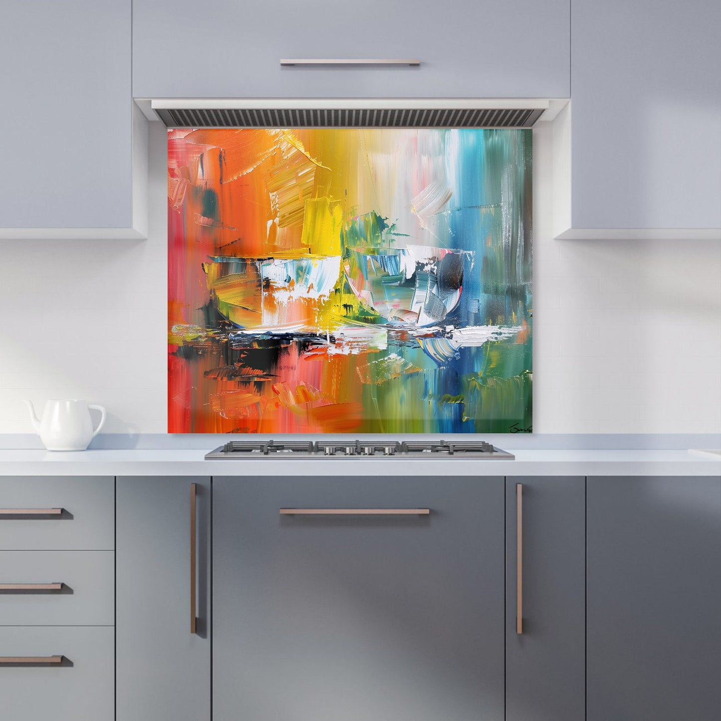 Impressionist's Palette: Colorful Abstraction Kitchen Splashback