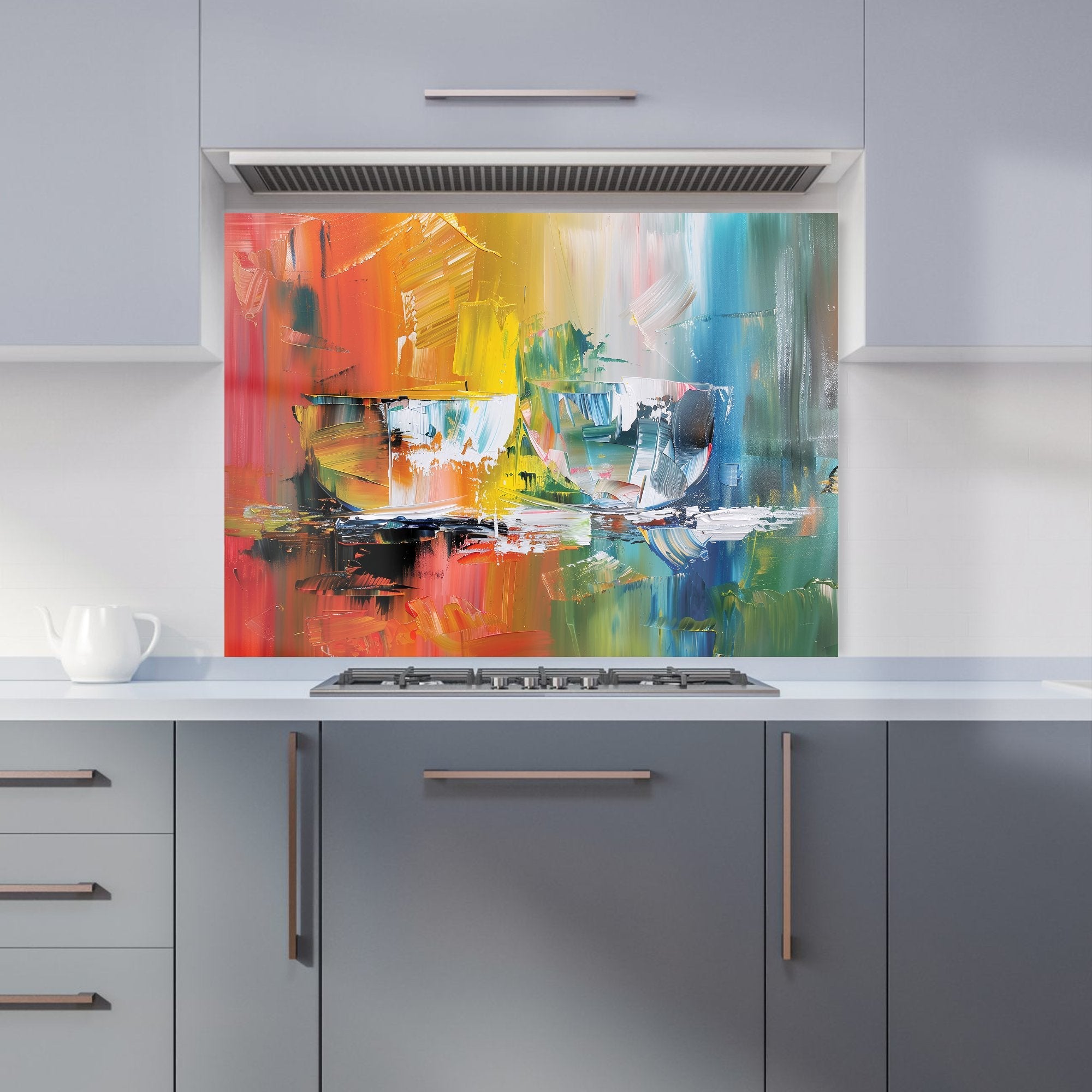 Impressionist's Palette: Colorful Abstraction Kitchen Splashback