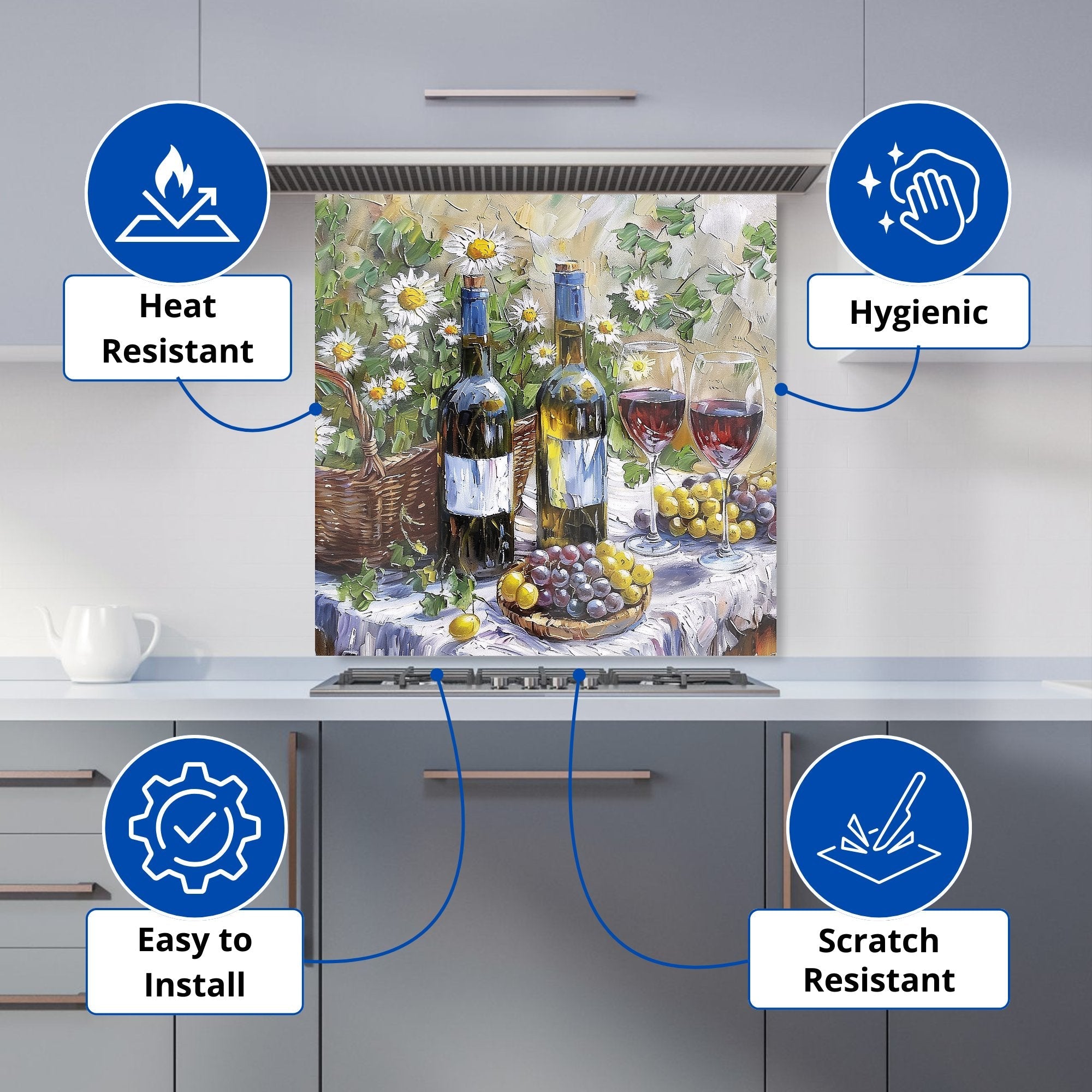 Vineyard Feast: Impressionist's Still Life Kitchen Splashback