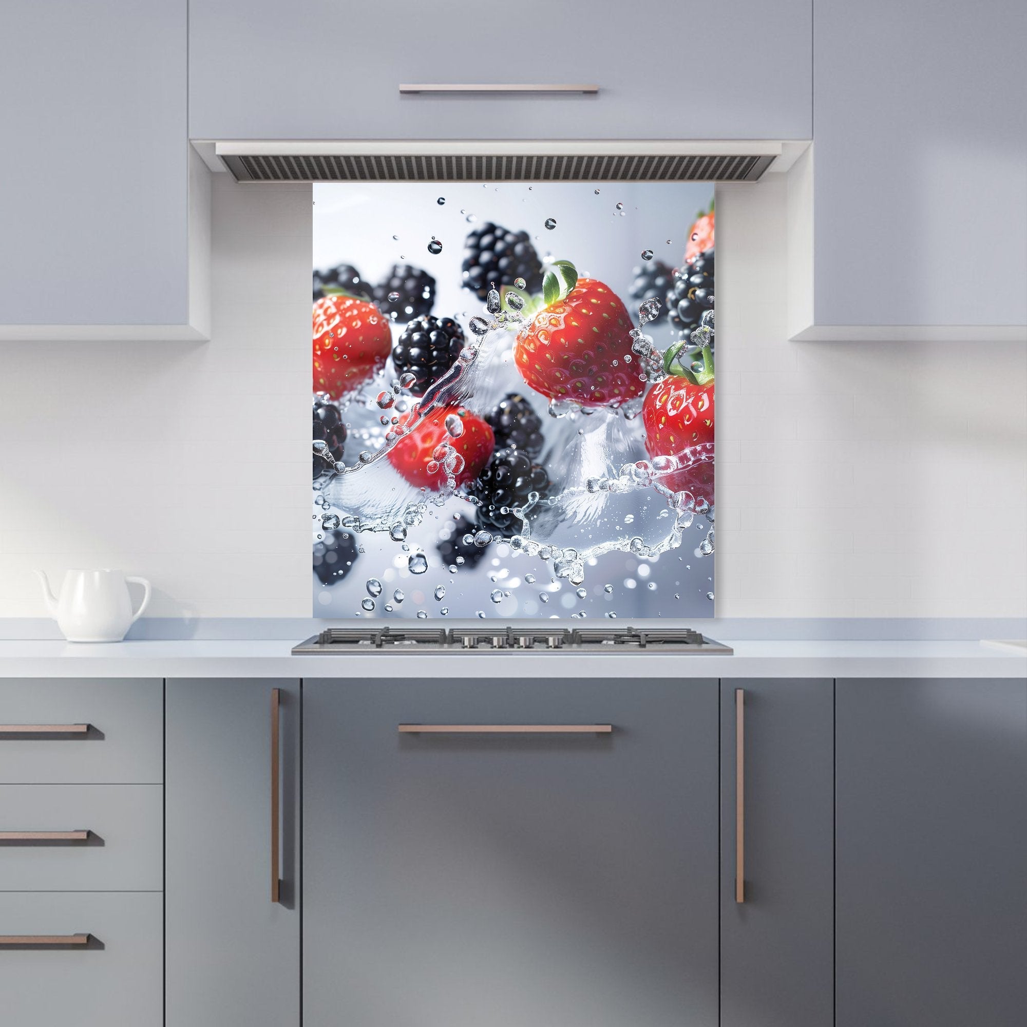 Splash of Freshness: Berries in Water Kitchen Splashback