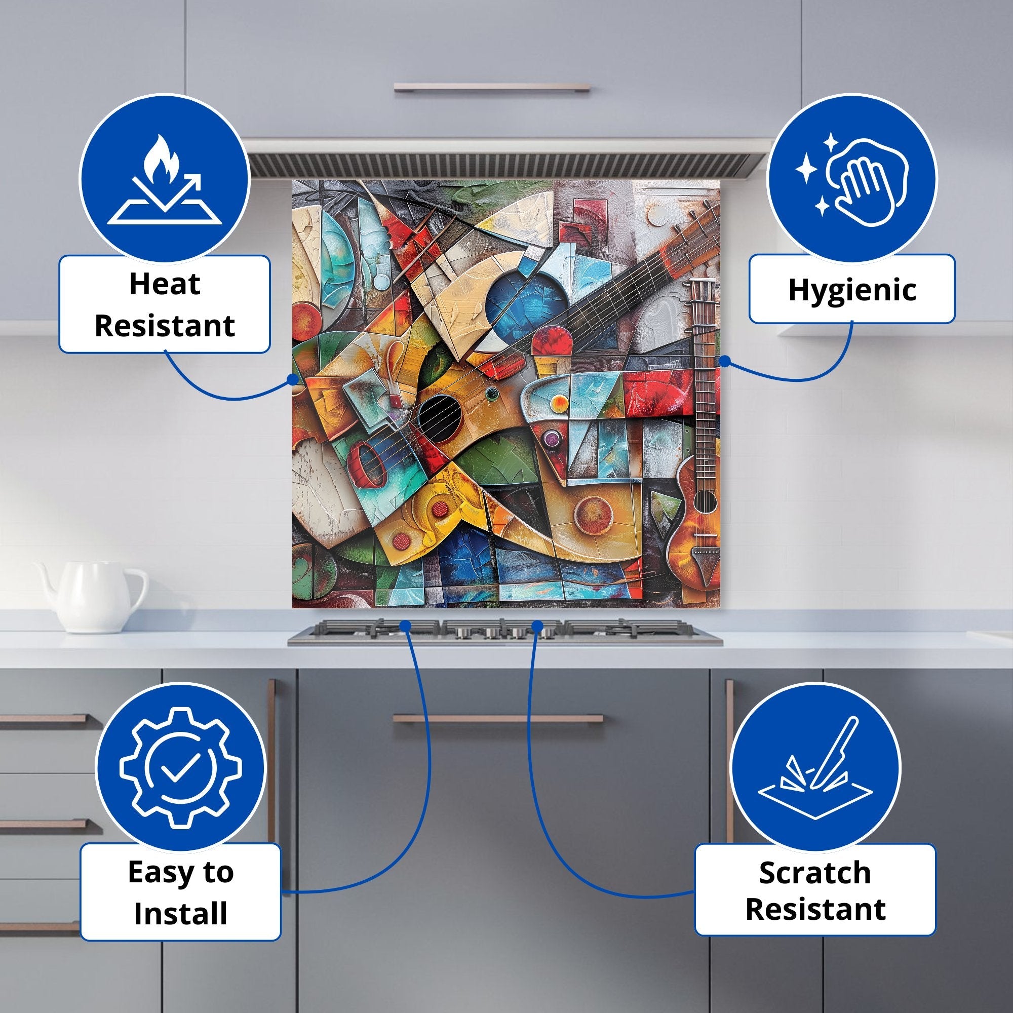 Melody of Shapes: Picasso's Instruments Kitchen Splashback