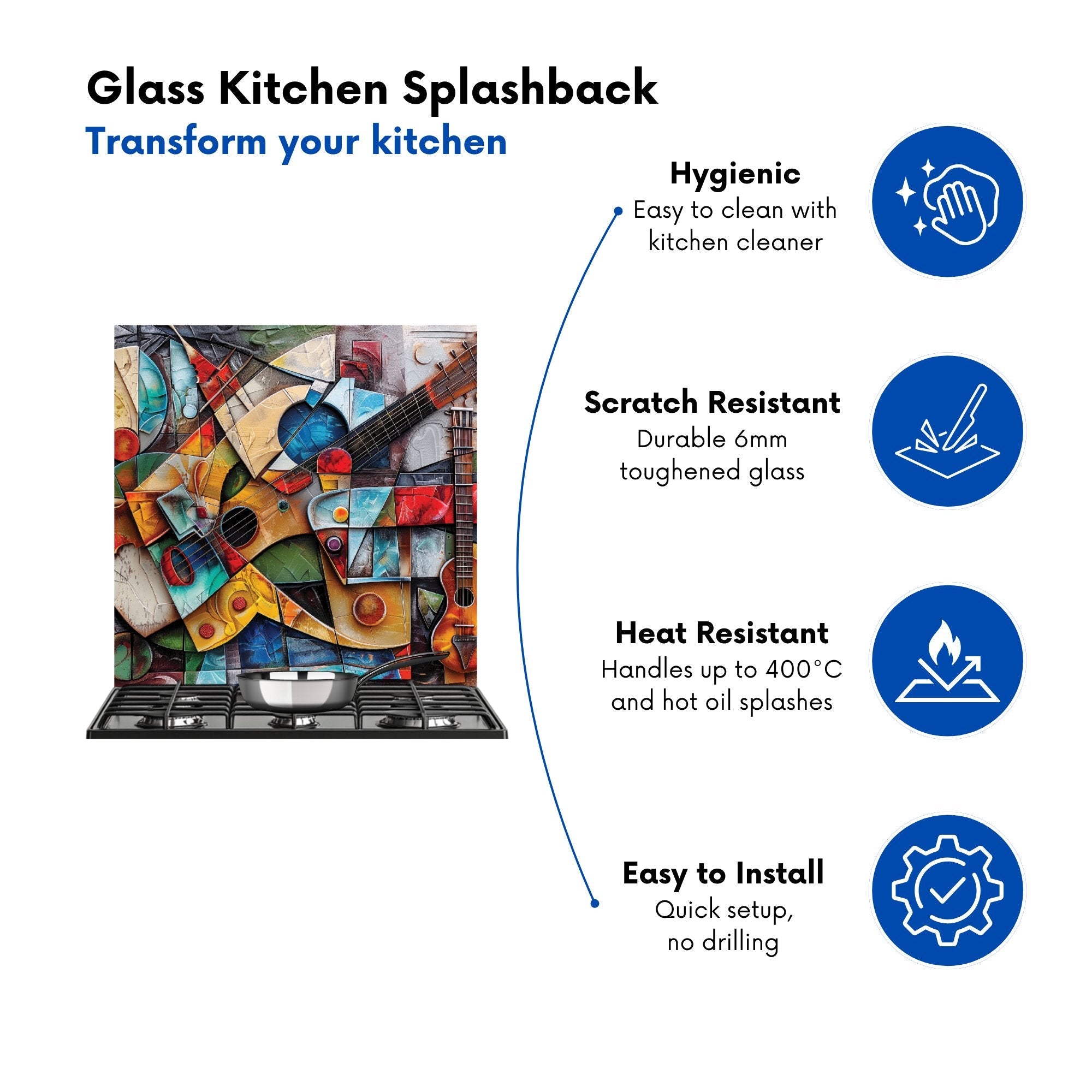 Melody of Shapes: Picasso's Instruments Kitchen Splashback