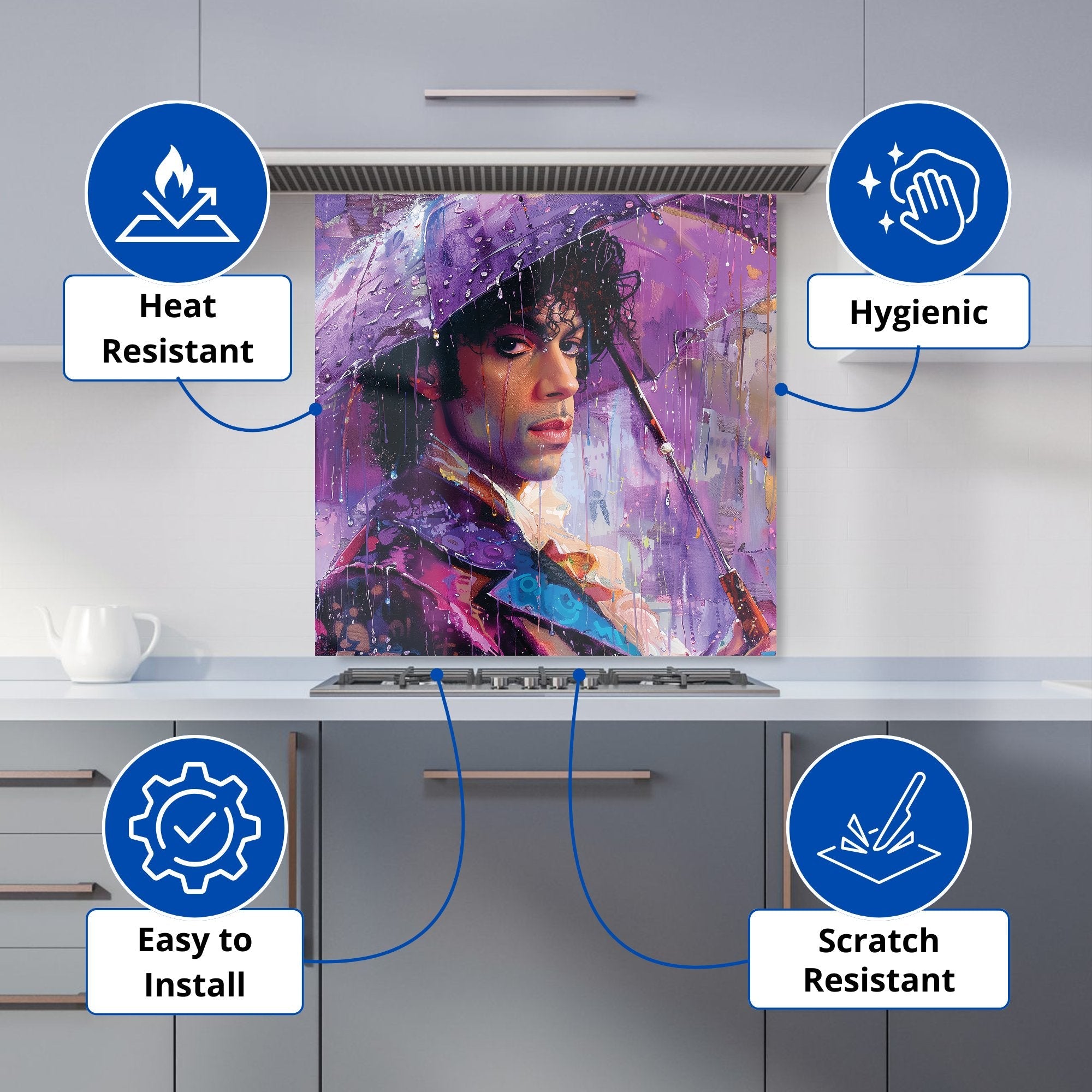 Purple Rain Tribute to Prince Kitchen Splashback