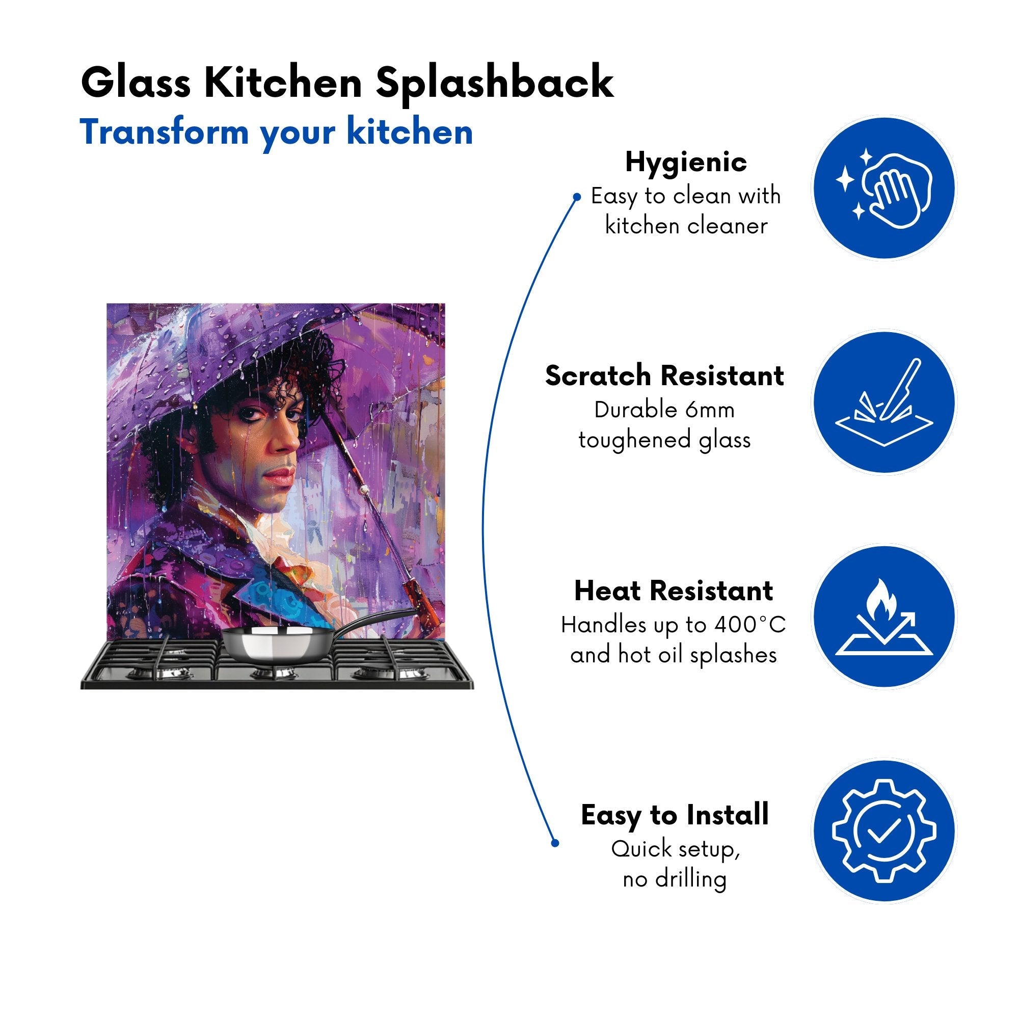 Purple Rain Tribute to Prince Kitchen Splashback