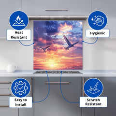 Dawn Flight: Swallows at Sunrise Kitchen Splashback