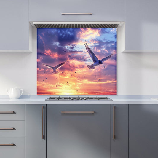 Dawn Flight: Swallows at Sunrise Kitchen Splashback