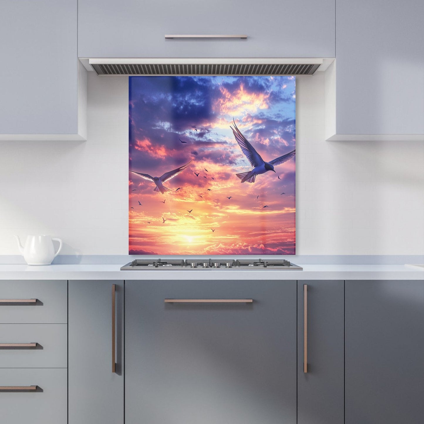 Dawn Flight: Swallows at Sunrise Kitchen Splashback