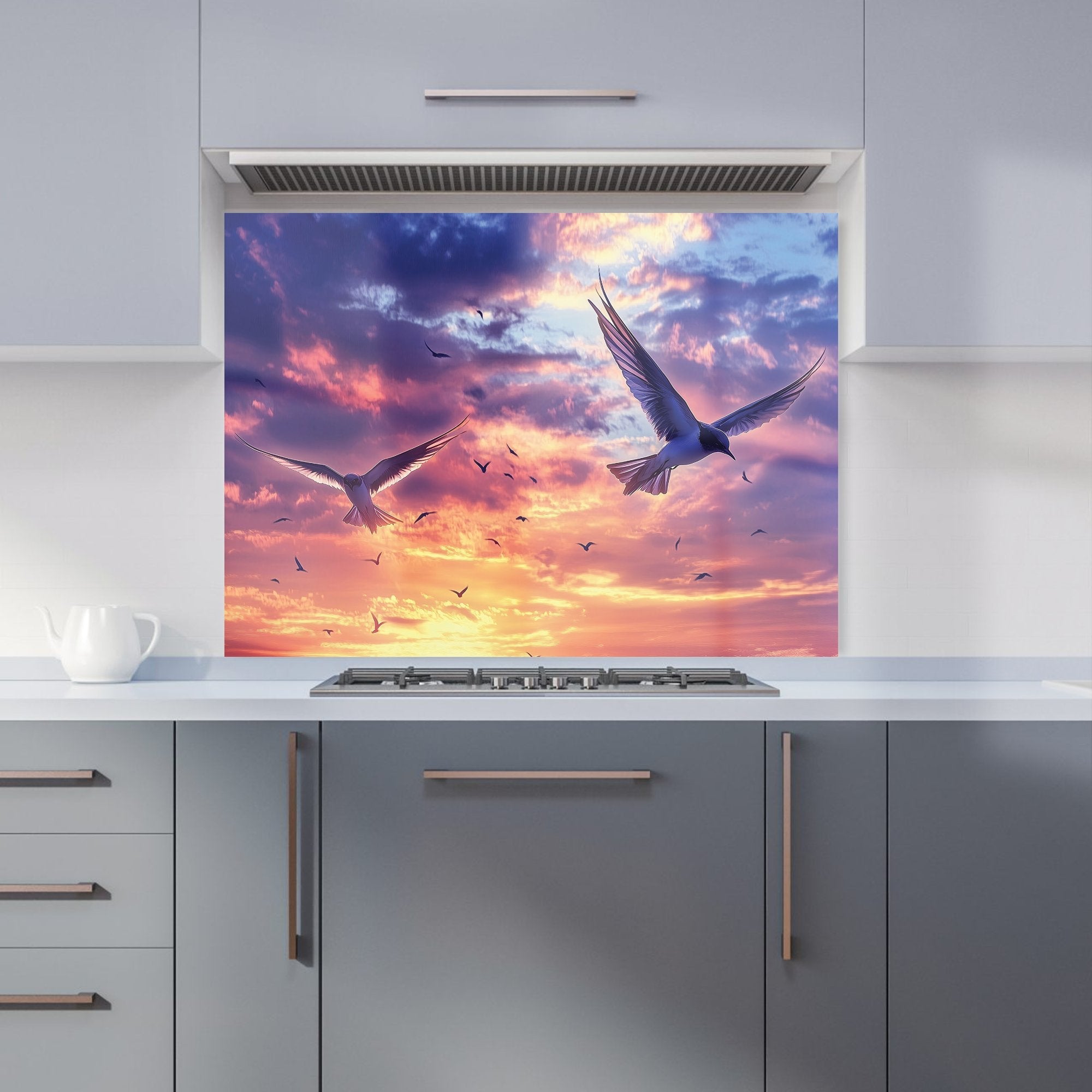 Dawn Flight: Swallows at Sunrise Kitchen Splashback