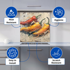 Vivid Burst: Pepper Splash Kitchen Splashback