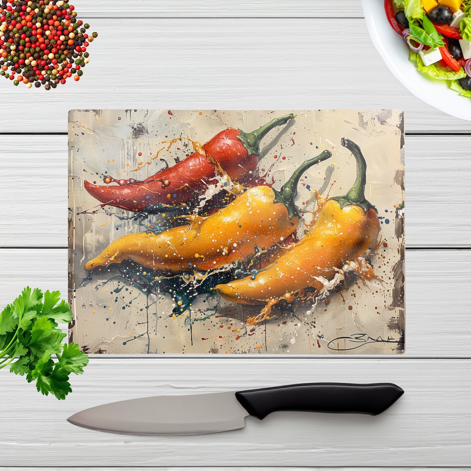 Vivid Burst: Pepper Splash Chopping Board