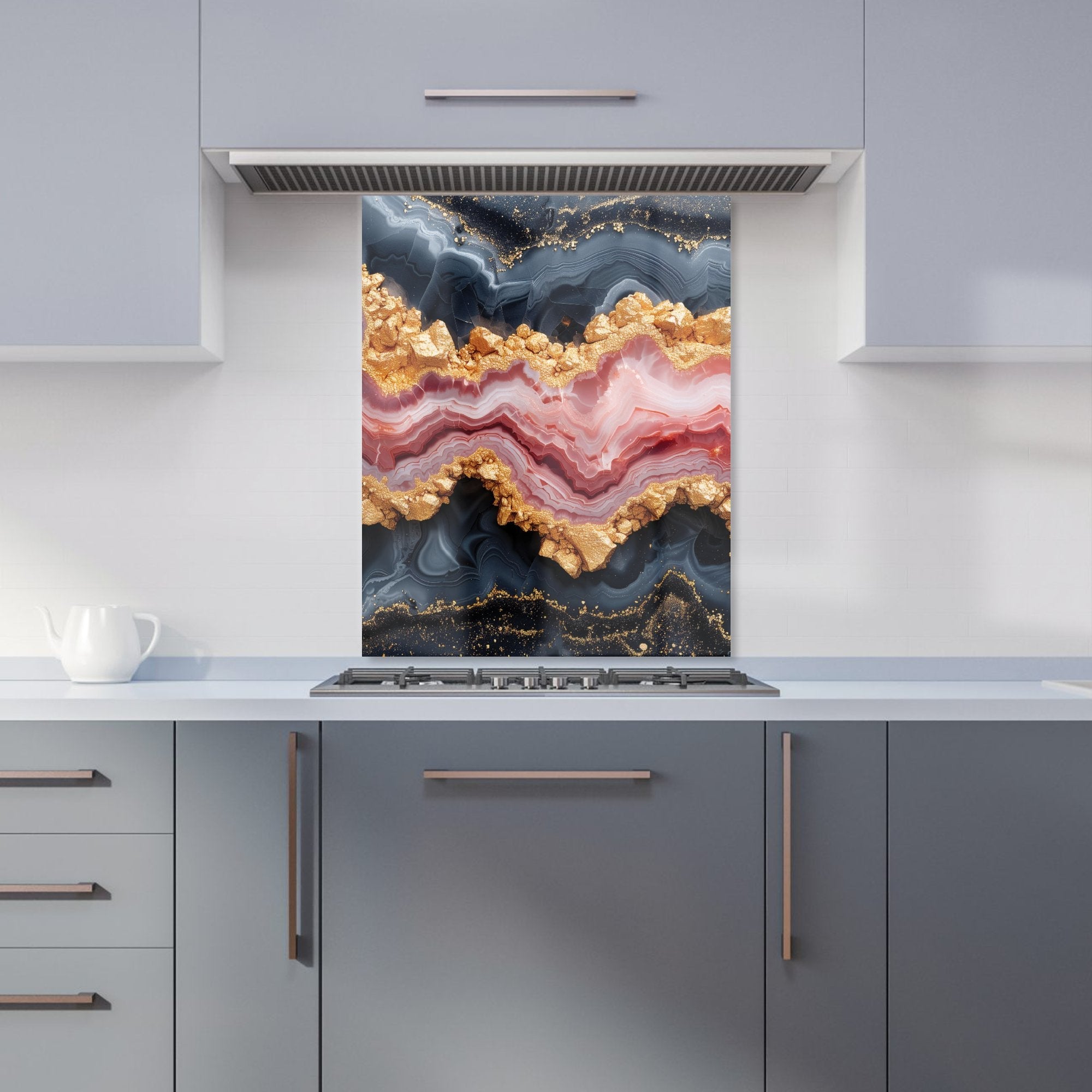 Black And Pink Marble Effect Kitchen Splashback