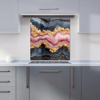 Black And Pink Marble Effect Kitchen Splashback