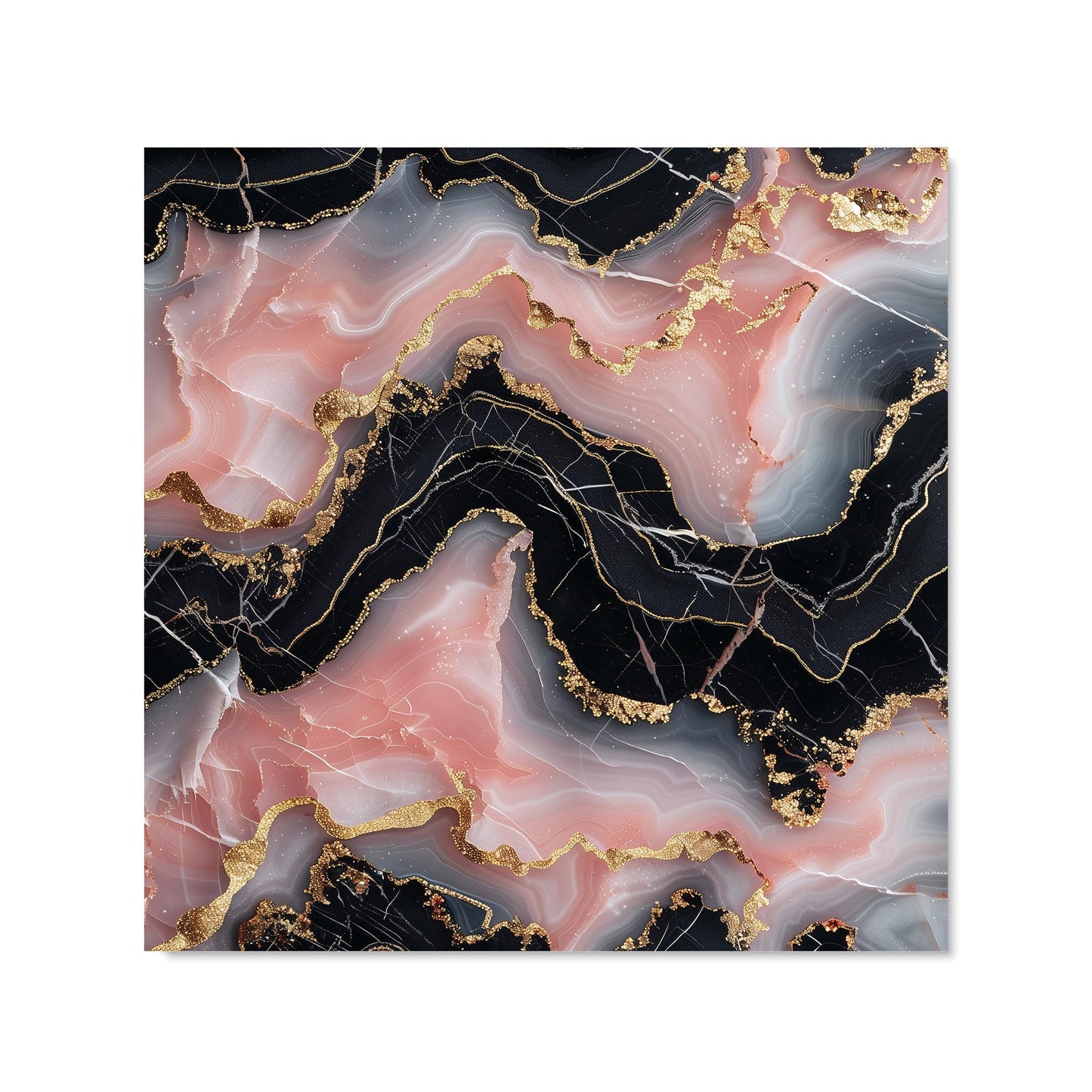 Baby Pink And Black Marble Effect Kitchen Splashback