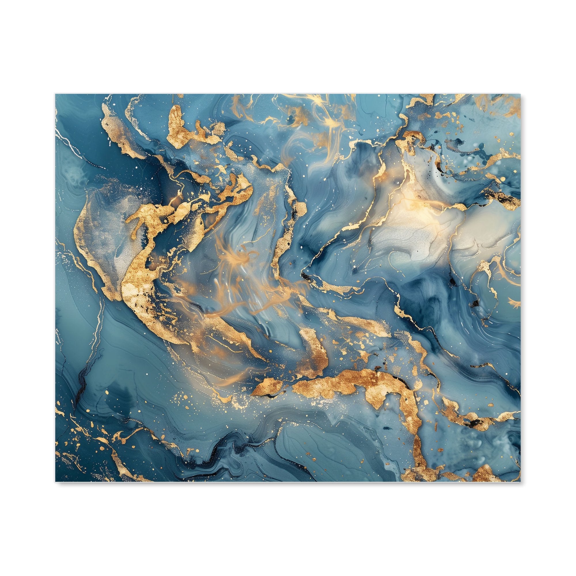 Azure And Gold Marble Effect Kitchen Splashback