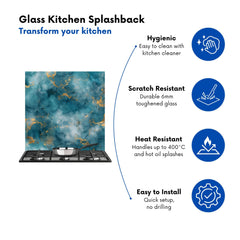 Gold And Blue Marble Effect Kitchen Splashback