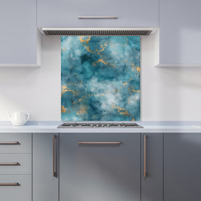 Gold And Blue Marble Effect Kitchen Splashback